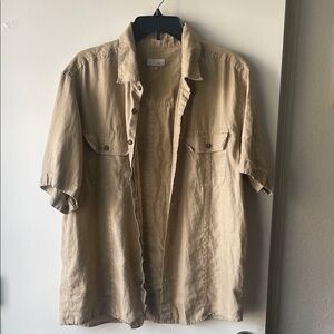 BOHO Men's Beige Short Sleeve Shirt